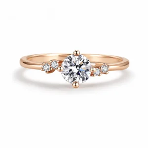 Anel Solitário Moissanite Prata 925 Ouro Rosado Luar Stela