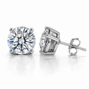 Brinco Solitário Moissanite Prata 925 Luar Delicada