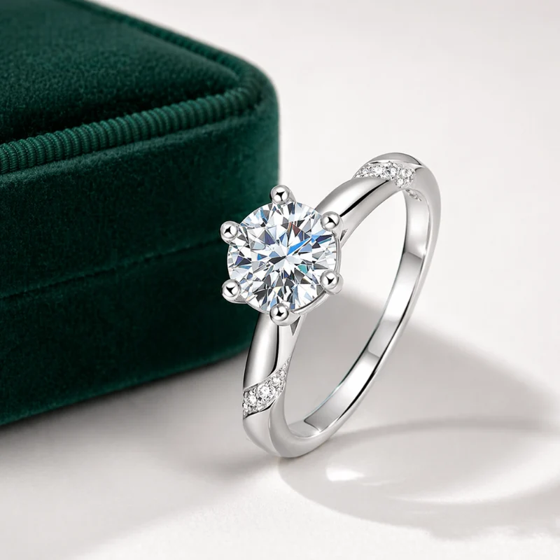 Anel Solitário Moissanite Prata 925 Aro Torcido banho Ouro 18k Luar Luna - Image 3