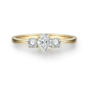Anel Três Pedras Moissanite com Banho de Ouro 18K Luar Vega